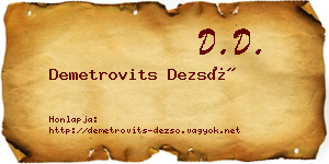 Demetrovits Dezső névjegykártya